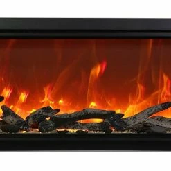Amantii 100" Symmetry Extra Tall Clean Face Electric Fireplace Built-In Log & Glass W/ Surround 15 Amantii 100