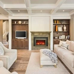 Fireplaces & Heaters Amantii 30" Electric Fireplace Insert With Black Steel Surround & Overlay 5 Fireplaces & Heaters Amantii 30