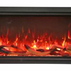 Amantii 42" Symmetry Extra Tall Clean Face Electric Fireplace Built-In Log & Glass W/ Surround