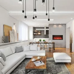 Amantii 42" Symmetry Extra Tall Clean Face Electric Fireplace Built-In Log & Glass W/ Surround