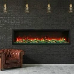 Amantii 42" Symmetry Extra Tall Clean Face Electric Fireplace Built-In Log & Glass W/ Surround 18 Amantii 42