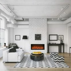 Amantii 50" Symmetry Extra Tall Clean Face Electric Fireplace Built-In Log & Glass W/ Surround