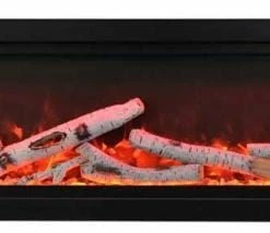 Amantii 74" Symmetry Clean Face Electric Fireplace Built-In Log & Glass W/ Surround Fireplaces & Heaters