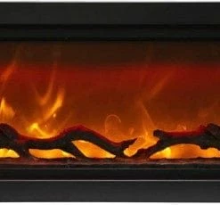 Amantii 88" Symmetry Clean Face Electric Fireplace Built-In Log & Glass W/ Surround