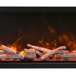 Amantii 88" Symmetry Extra Tall Clean Face Electric Fireplace Built-In Log & Glass W/ Surround Fireplaces & Heaters