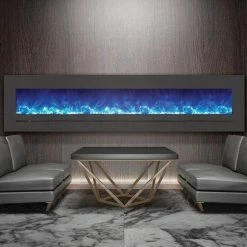 Amantii 88" Wall/Flush-Mount Linear Electric Fireplace W/ Steel Surround