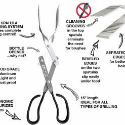 BBQ Croc 3 In 1 Barbecue Tong, 15-inch, Black BBQ Accessories 6 BBQ Croc 3 In 1 Barbecue Tong, 15-inch, Black BBQ Accessories