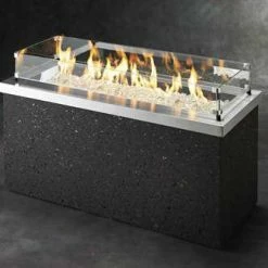 Fireplaces & Heaters National Energy Equipment Tog Fire Pit Table Key Largo Linear Midnight Mist (19 1/2 X 48 X 23 3/4 ) FST KL-1242-MM-BLK-K