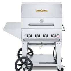 Crown Verity Premium Mobile Grill - Charbroiler 30" W/ Roll Dome & Removable End Shelf