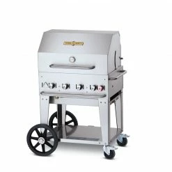 Crown Verity Premium Mobile Grill - Professional Series Charbroiler 30" W/ Roll Dome & Bun Rack BBQs & Smokers