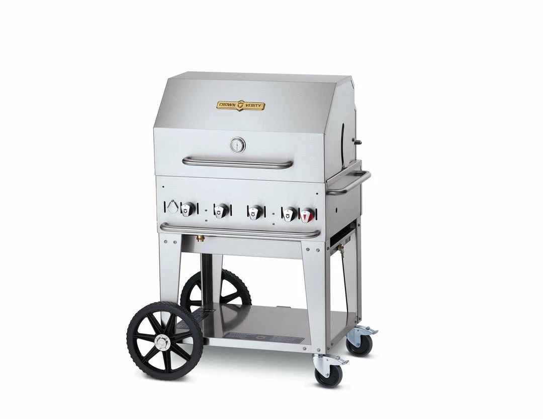 Crown Verity Premium Mobile Grill - Professional Series Charbroiler 30" W/ Roll Dome & Bun Rack BBQs & Smokers 1 Crown Verity Premium Mobile Grill - Professional Series Charbroiler 30" W/ Roll Dome & Bun Rack BBQs & Smokers