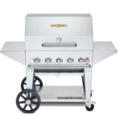 BBQs & Smokers Crown Verity Premium Mobile Grill - Professional Series Charbroiler 36" W/ Roll Dome & 2 Shelves