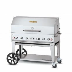 Crown Verity Premium Mobile Grill - Professional Series Charbroiler 48" W/ Roll Dome & Bun Rack