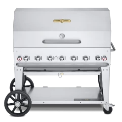 Crown Verity Premium Mobile Grill - Professional Series Charbroiler 48" W/ Roll Dome & Bun Rack