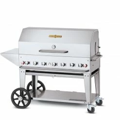 Crown Verity Premium Mobile Grill - Professional Series Charbroiler 48" W/ Roll Dome & Shelf