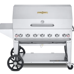 Crown Verity Premium Mobile Grill - Professional Series Charbroiler 48" W/ Roll Dome & Shelf