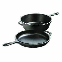 BBQ Accessories Lodge Deep Skillet Collection - 3 Quart Cast Iron Combo Cooker 10.25"