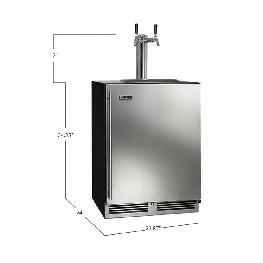 Perlick 24" C Series Indoor Beer Dispenser Dual Tap With Stainless Steel Solid D HC24TB-4-1L-2 4 Perlick 24" C Series Indoor Beer Dispenser Dual Tap With Stainless Steel Solid D HC24TB-4-1L-2