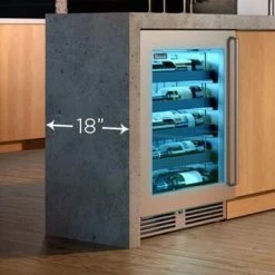 Perlick Signature Series Shallow Depth 18" Depth Outdoor Wine Reserve With Fully Integrated Panel-ready Glass Door, Hinge Left, With Lock HH24WO-4-4LL