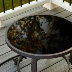 National Energy Equipment BBQ Accessories Tog 20 Round Black Tempered Glass Burner Cover FST CFT-GLASS