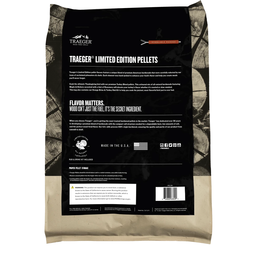 BBQ Accessories Traeger Turkey Blend Wood Pellets 18lb + Brine Kit (Limited Edition) 2 BBQ Accessories Traeger Turkey Blend Wood Pellets 18lb + Brine Kit (Limited Edition)